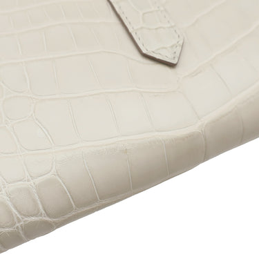 エルメス HERMES ベアンスフレ ベトン アリゲーター 長財布 ゴールド金具 オフホワイト 二つ折り財布 マット