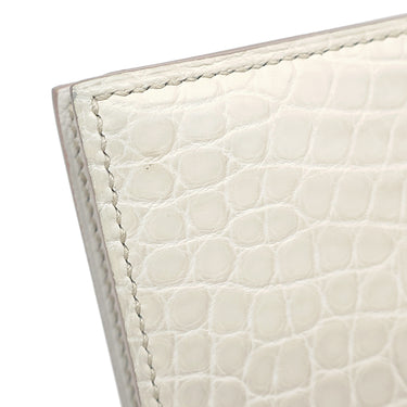 エルメス HERMES ベアンスフレ ベトン アリゲーター 長財布 ゴールド金具 オフホワイト 二つ折り財布 マット