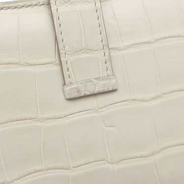 エルメス HERMES ベアンスフレ ベトン アリゲーター 長財布 ゴールド金具 オフホワイト 二つ折り財布 マット