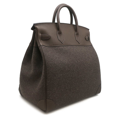 エルメス HERMES オータクロア40 エベンヌ×エコルセ×ブラック トゴ フェルト ハンドバッグ シルバー金具 新品 未使用 茶