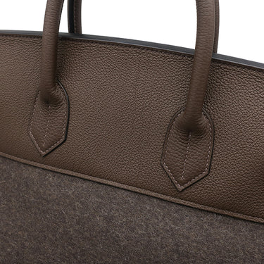 エルメス HERMES オータクロア40 エベンヌ×エコルセ×ブラック トゴ フェルト ハンドバッグ シルバー金具 新品 未使用 茶