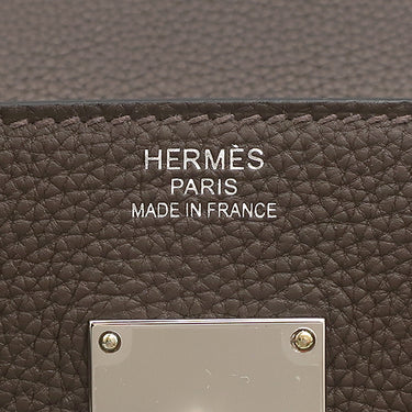 エルメス HERMES オータクロア40 エベンヌ×エコルセ×ブラック トゴ フェルト ハンドバッグ シルバー金具 新品 未使用 茶