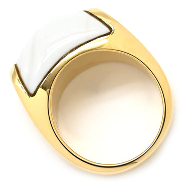 ブルガリ BVLGARI トロンケット イエロ―ゴールド×ホワイト K18YG ホワイトセラミック リング 指輪 BVLGARI Au750 YG 18K 18金 8.5号
