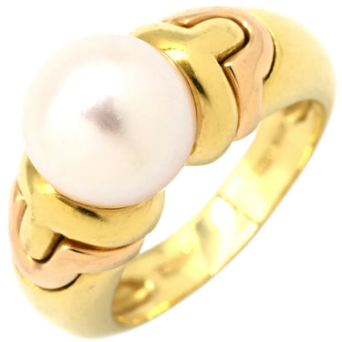 ブルガリ BVLGARI パッソドッピオ パール イエローゴールドXピンクゴールド K18YG K18PG パール リング 指輪 18K YG PG コンビ 750 18金 11号