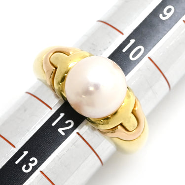 ブルガリ BVLGARI パッソドッピオ パール イエローゴールドXピンクゴールド K18YG K18PG パール リング 指輪 18K YG PG コンビ 750 18金 11号