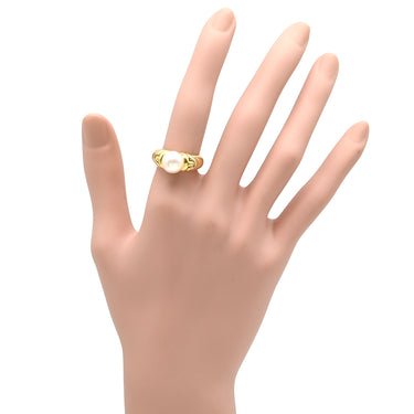 ブルガリ BVLGARI パッソドッピオ パール イエローゴールドXピンクゴールド K18YG K18PG パール リング 指輪 18K YG PG コンビ 750 18金 11号