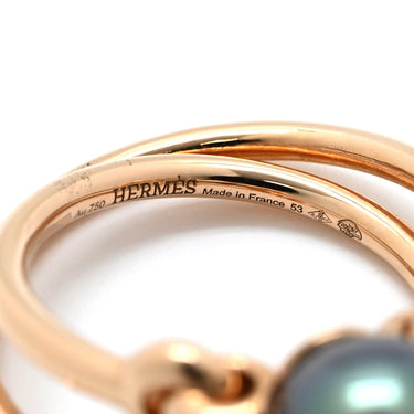 エルメス HERMES アルバーティン シェーヌダンクル ブラックパール ダイヤモンド ピンクゴールド K18PG ダイヤモンド ブラックパール #53 リング 指輪 ピンクゴールド 750 シャンドラ 13号