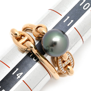 エルメス HERMES アルバーティン シェーヌダンクル ブラックパール ダイヤモンド ピンクゴールド K18PG ダイヤモンド ブラックパール #53 リング 指輪 ピンクゴールド 750 シャンドラ 13号