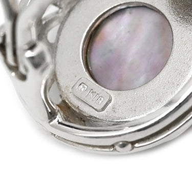 ミキモト MIKIMOTO ピクウェ ホワイトゴールド×ブラック K18WG ブラックシェル イヤリング MIKIMOTO 黒蝶貝 シェル 花模様 Au750 18K 18金 象嵌