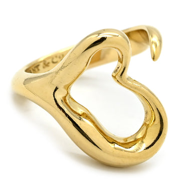 ティファニー Tiffany & Co オープンハート イエローゴールド K18YG リング 指輪 T＆Co. 750 750YG エルサ ペレッティ 14号