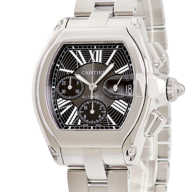腕時計 カルティエ Cartier ロードスター XL クロノグラフ W62020X6 自動巻き メンズ トノウ ブラック ローマン スモールセコンド