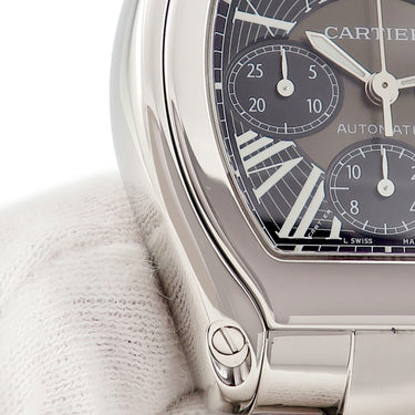 腕時計 カルティエ Cartier ロードスター XL クロノグラフ W62020X6 自動巻き メンズ トノウ ブラック ローマン スモールセコンド