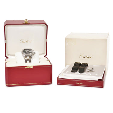 腕時計 カルティエ Cartier ロードスター XL クロノグラフ W62020X6 自動巻き メンズ トノウ ブラック ローマン スモールセコンド