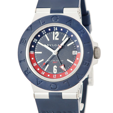 腕時計 ブルガリ BVLGARI ブルガリ アルミニウム GMT 103554 BB40ATGMT 自動巻き メンズ デイト ブルー ネイビー レッド