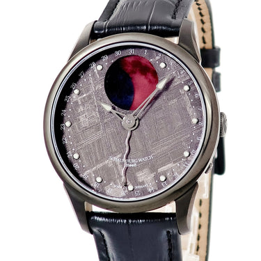 腕時計 シャウボーグ SCHAUMBURG ムーン メテオライト MOON-METEORITE 自動巻き メンズ 新品同様 ポインターデイト ブラックPVD