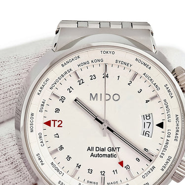腕時計 ミドー MIDO オールダイアル GMT M8350.4.11.1 自動巻き メンズ ワールドタイム表示 シルバー デイト