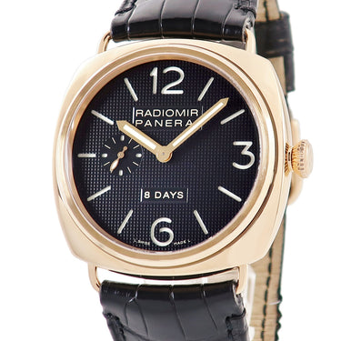 腕時計 パネライ PANERAI ラジオミール 8デイズ PAM00197 G***/200 手巻き メンズ G番 K18PG無垢 黒 ギヨシェ バー アラビア スモセコ