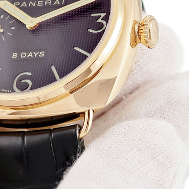 腕時計 パネライ PANERAI ラジオミール 8デイズ PAM00197 G***/200 手巻き メンズ G番 K18PG無垢 黒 ギヨシェ バー アラビア スモセコ