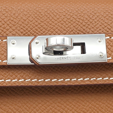 エルメス HERMES ミニケリードゥ 外縫い ゴールド ヴォーエプソン 2WAYバッグ シルバー金具 茶 ショルダー
