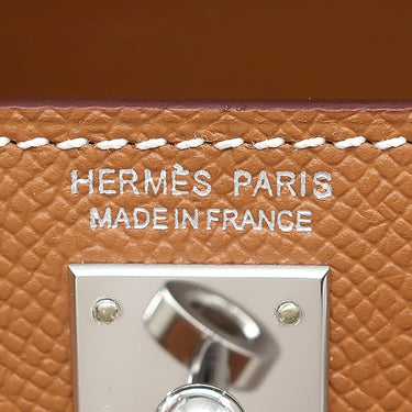 エルメス HERMES ミニケリードゥ 外縫い ゴールド ヴォーエプソン 2WAYバッグ シルバー金具 茶 ショルダー