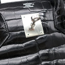 エルメス HERMES バーキン30 ブラック ポロサス ハンドバッグ シルバー金具 黒 クロコ