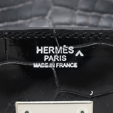 エルメス HERMES バーキン30 ブラック ポロサス ハンドバッグ シルバー金具 黒 クロコ