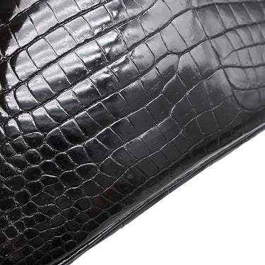 エルメス HERMES バーキン30 ブラック ポロサス ハンドバッグ シルバー金具 黒 クロコ