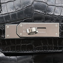 エルメス HERMES バーキン30 ブラック ポロサス ハンドバッグ シルバー金具 黒 クロコ