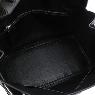 エルメス HERMES バーキン30 ブラック ポロサス ハンドバッグ シルバー金具 黒 クロコ