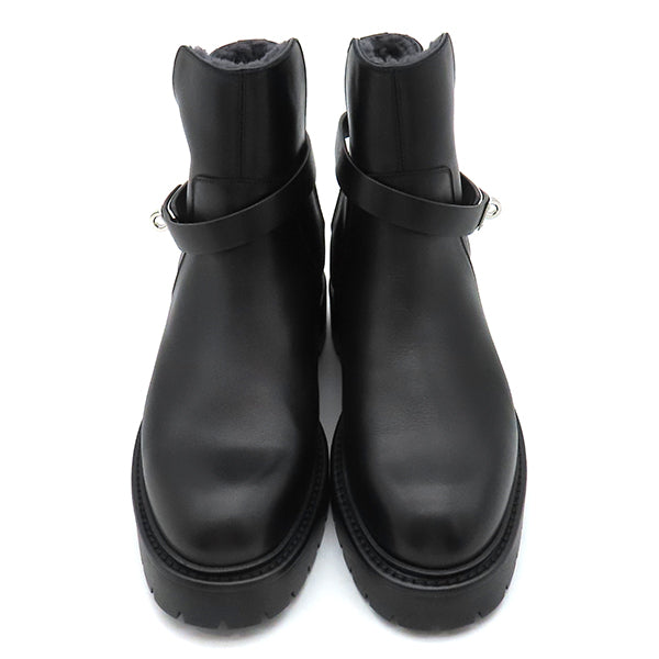 エルメス HERMES ヴェオ ブラック ムートン レザー #37 ブーツ