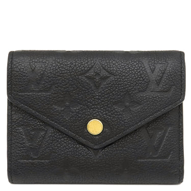 ルイヴィトン LOUIS VUITTON ポルトフォイユ ヴィクトリーヌ M64060 ノワール モノグラムアンプラント 三つ折り財布 ゴールド金具 ミニ財布
