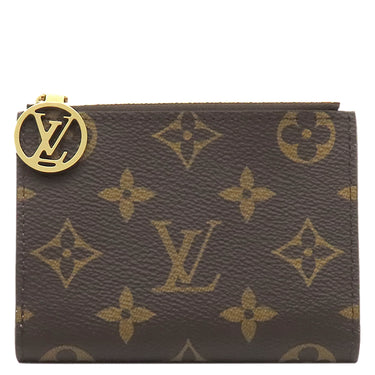 ルイヴィトン LOUIS VUITTON ポルトフォイユ リサ M25692 ウジェニーピンク モノグラムキャンバス 二つ折り財布 ゴールド金具 茶 ピンク コンパクト