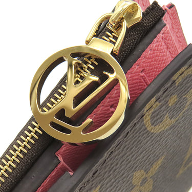 ルイヴィトン LOUIS VUITTON ポルトフォイユ リサ M25692 ウジェニーピンク モノグラムキャンバス 二つ折り財布 ゴールド金具 茶 ピンク コンパクト