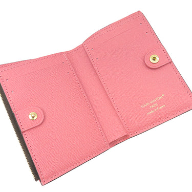 ルイヴィトン LOUIS VUITTON ポルトフォイユ リサ M25692 ウジェニーピンク モノグラムキャンバス 二つ折り財布 ゴールド金具 茶 ピンク コンパクト