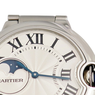 腕時計 カルティエ Cartier バロンブルー ドゥ カルティエ ムーンフェイズ WSBB0021 自動巻き メンズ ギョウシェ 青針 シルバー