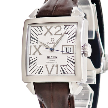 腕時計 オメガ OMEGA デ ヴィル コーアクシャル X2 ビッグデイト 7813.30.39 自動巻き メンズ ホワイト スクエア