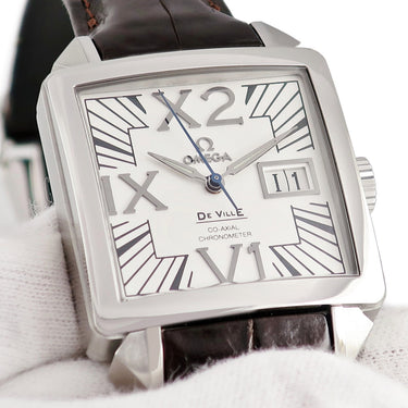 腕時計 オメガ OMEGA デ ヴィル コーアクシャル X2 ビッグデイト 7813.30.39 自動巻き メンズ ホワイト スクエア