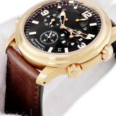 腕時計 ブランパン BLANCPAIN レマン ヴィルレ GMT 2041B-3630-64 自動巻き メンズ OH済 K18RG無垢 アラーム デイト スモセコ 限定