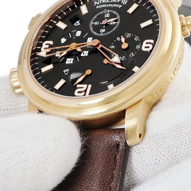 腕時計 ブランパン BLANCPAIN レマン ヴィルレ GMT 2041B-3630-64 自動巻き メンズ OH済 K18RG無垢 アラーム デイト スモセコ 限定
