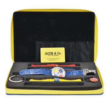 腕時計 ジェイコブ JACOB&CO ファイブタイムゾーン JC-1D クオーツ メンズ 純正ダイヤ ギョウシェ シルバー GMT デイト