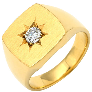ノンブランド NON BRAND 印台 ダイヤ 0.31ct リング イエローゴールド K18YG ダイヤモンド リング 指輪 スクエア 1Pダイヤ ブリリアントカット 750 18K YG 20.5号