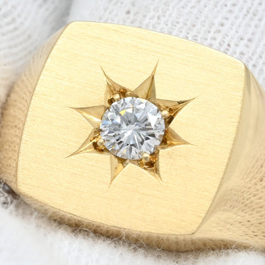 ノンブランド NON BRAND 印台 ダイヤ 0.31ct リング イエローゴールド K18YG ダイヤモンド リング 指輪 スクエア 1Pダイヤ ブリリアントカット 750 18K YG 20.5号