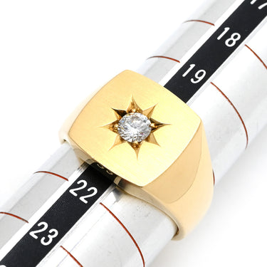 ノンブランド NON BRAND 印台 ダイヤ 0.31ct リング イエローゴールド K18YG ダイヤモンド リング 指輪 スクエア 1Pダイヤ ブリリアントカット 750 18K YG 20.5号