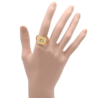 ノンブランド NON BRAND 印台 ダイヤ 0.31ct リング イエローゴールド K18YG ダイヤモンド リング 指輪 スクエア 1Pダイヤ ブリリアントカット 750 18K YG 20.5号