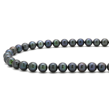 ノンブランド NON BRAND パールネックレス 8.5mm〜9.0mm パールブラック×シルバー シルバー パール ネックレス 黒 アコヤパール 真珠 silver ブラックパール