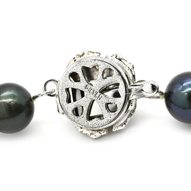 ノンブランド NON BRAND パールネックレス 8.5mm〜9.0mm パールブラック×シルバー シルバー パール ネックレス 黒 アコヤパール 真珠 silver ブラックパール