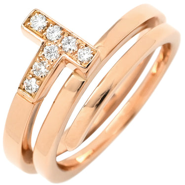ティファニー Tiffany & Co Tスクエア ラップ ローズゴールド K18PG ダイヤモンド リング 指輪 ピンクゴールド AU750 18K 7石 7P ダイヤモンド 12.5号