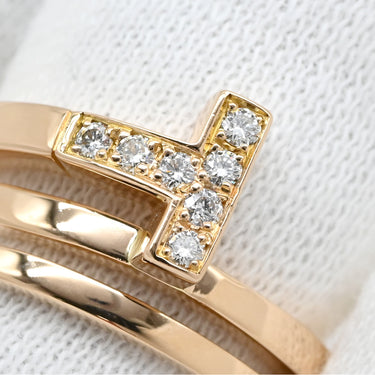 ティファニー Tiffany & Co Tスクエア ラップ ローズゴールド K18PG ダイヤモンド リング 指輪 ピンクゴールド AU750 18K 7石 7P ダイヤモンド 12.5号