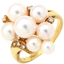 ミキモト MIKIMOTO パール ダイヤ パールホワイト×イエローゴールド K18YG パール ダイヤモンド リング 指輪 K18YG Au750 18K 18金 真珠 アコヤ あこや 13号