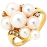 ミキモト MIKIMOTO パール ダイヤ パールホワイト×イエローゴールド K18YG パール ダイヤモンド リング 指輪 K18YG Au750 18K 18金 真珠 アコヤ あこや 13号